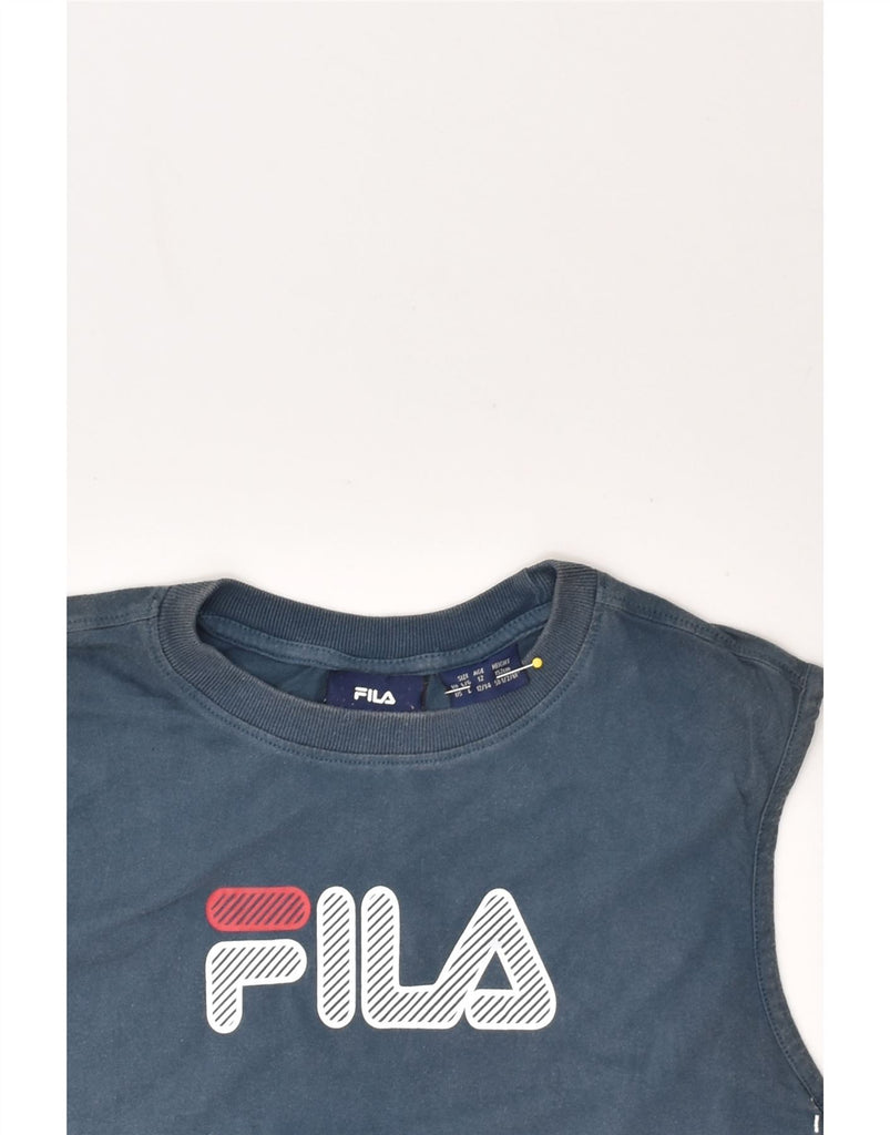 FILA Boys Graphic Vest Top 11-12 Years Navy Blue Cotton | Vintage Fila | Thrift | Second-Hand Fila | Used Clothing | Messina Hembry 