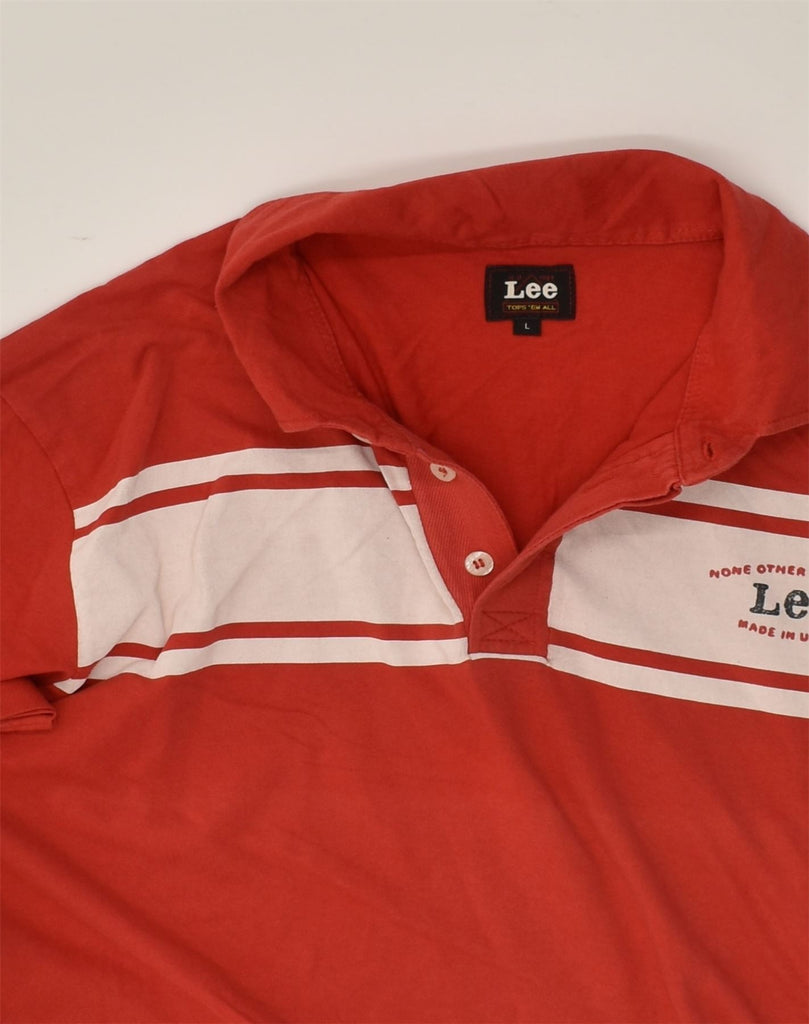 LEE Mens Polo Shirt Large Red Striped | Vintage Lee | Thrift | Second-Hand Lee | Used Clothing | Messina Hembry 