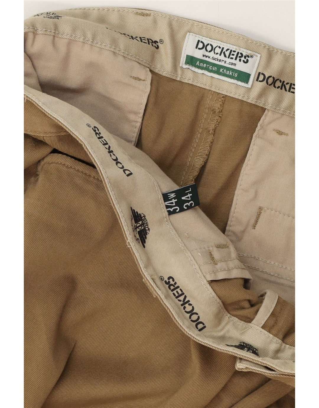 DOCKERS Mens Khakis Straight Casual Trousers W34 L30 Beige Cotton