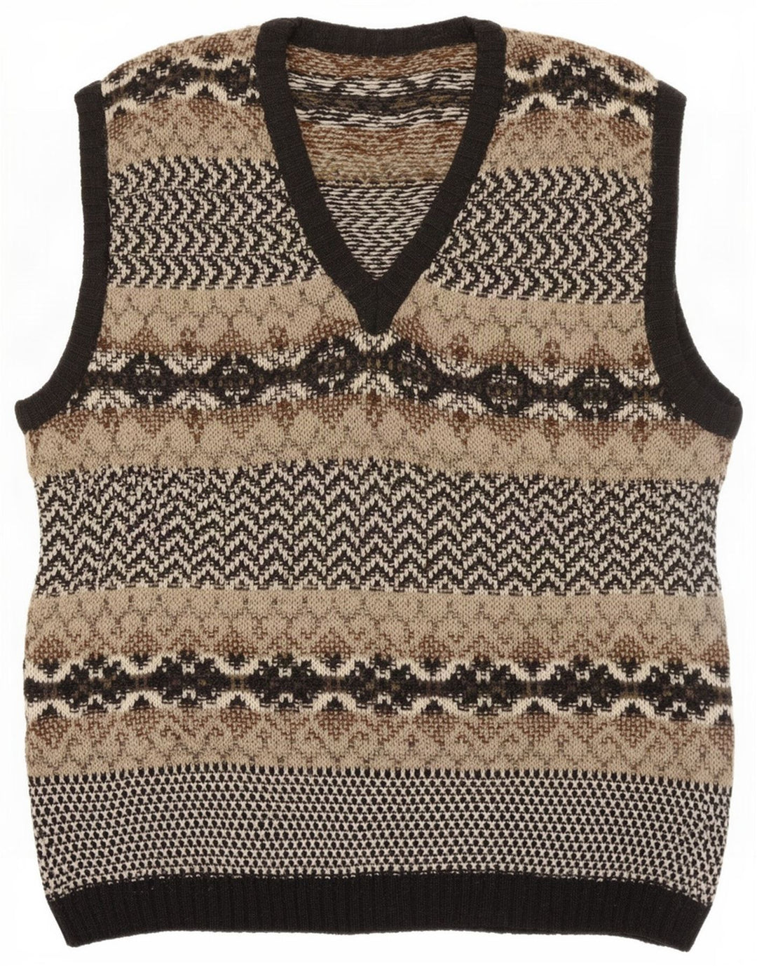 Vintage Mens Vest Tank Top IT 50 Medium Multicoloured Fair Isle Wool