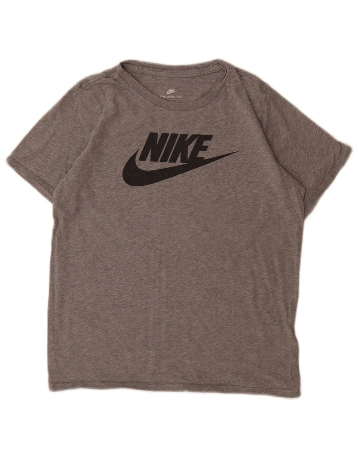NIKE Boys Athletic Cut Graphic T-Shirt Top 12-13 Years Large Grey Cotton