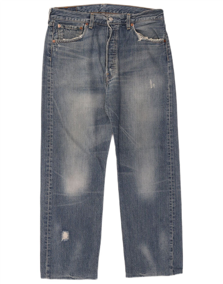 Levi's Mens 501 Distressed Straight Jeans W34 L27 Blue Cotton