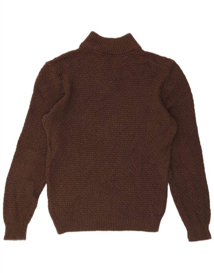 Massimo Dutti Mens Polo Neck Jumper Sweater XL Brown Cotton