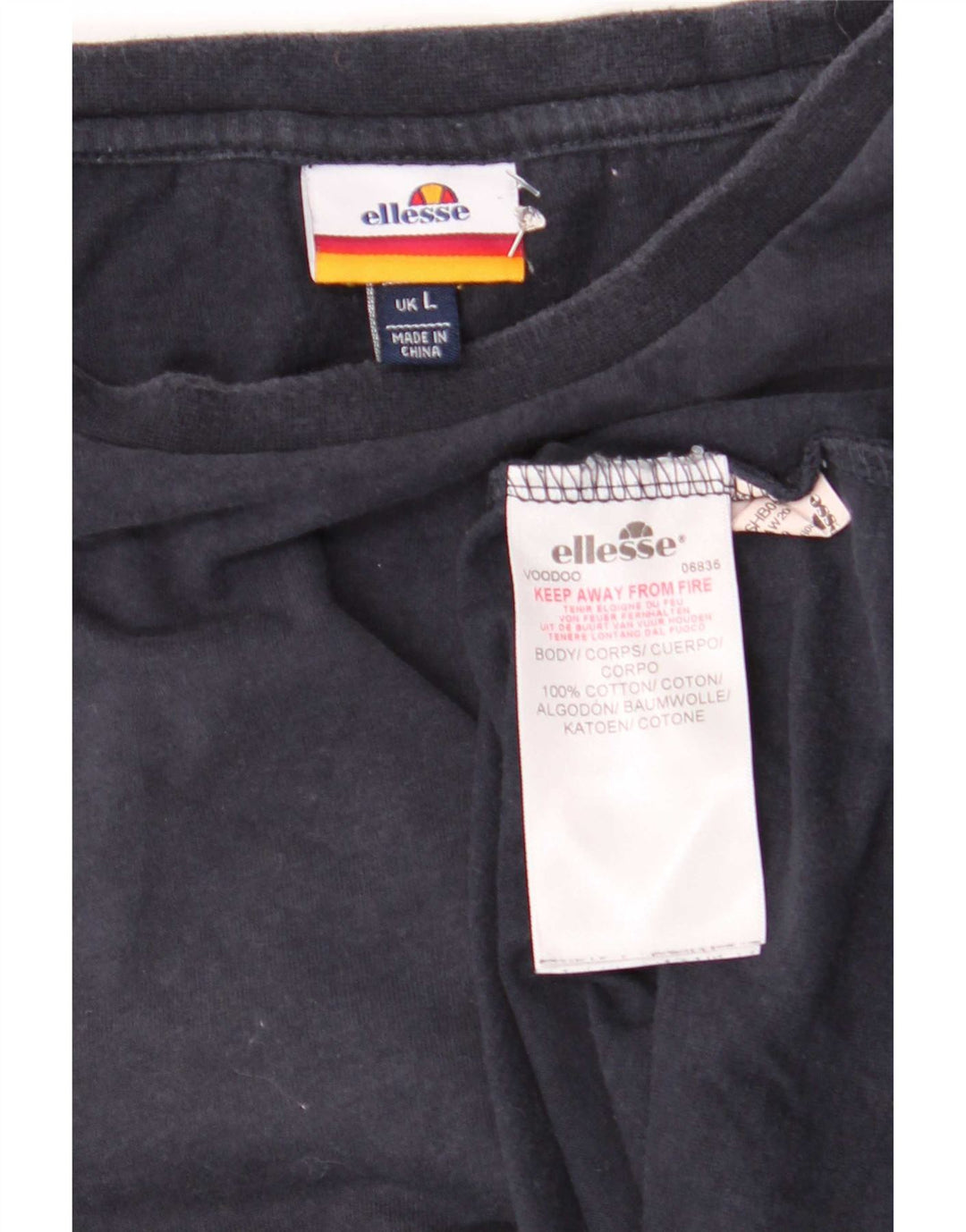 Ellesse Mens T-Shirt Top Large Navy Blue Cotton
