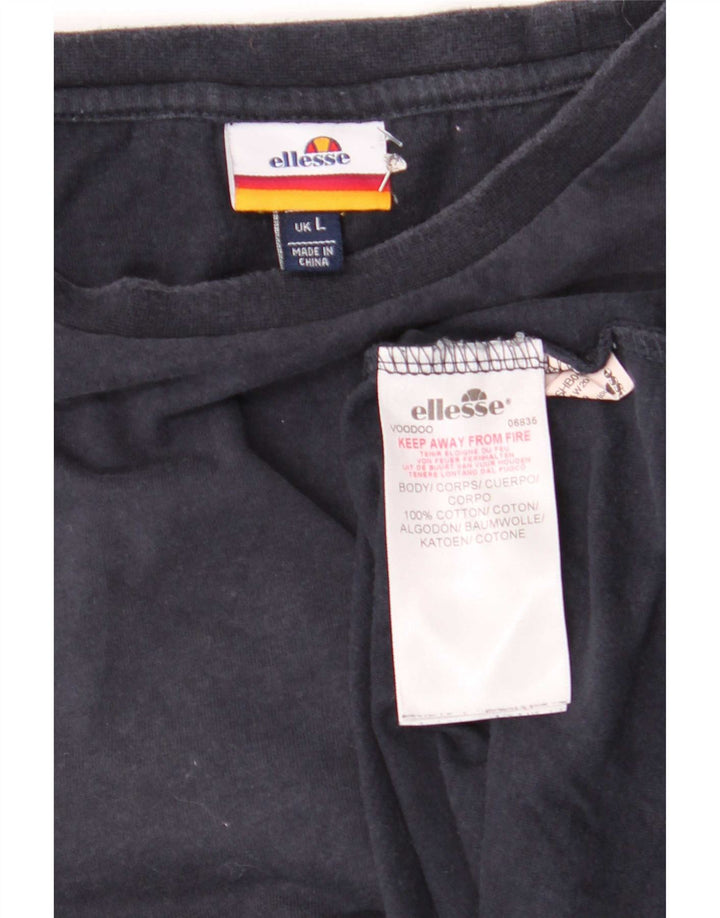 Ellesse Mens T-Shirt Top Large Navy Blue Cotton