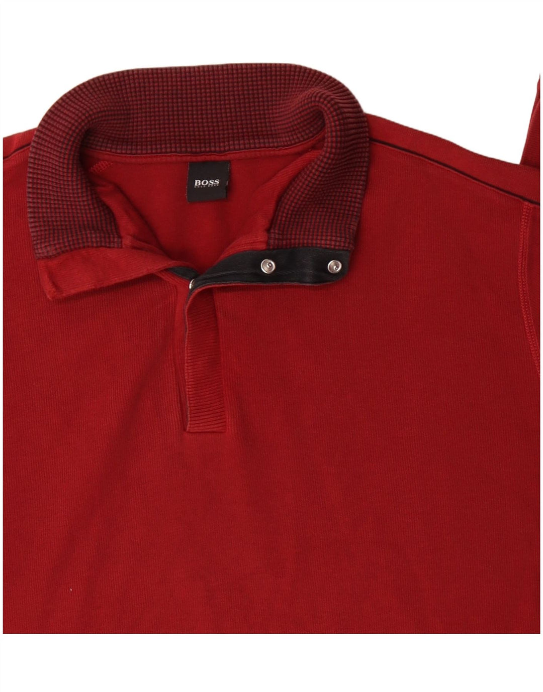 Hugo Boss Mens Zip Neck Top Long Sleeve 2XL Red Cotton