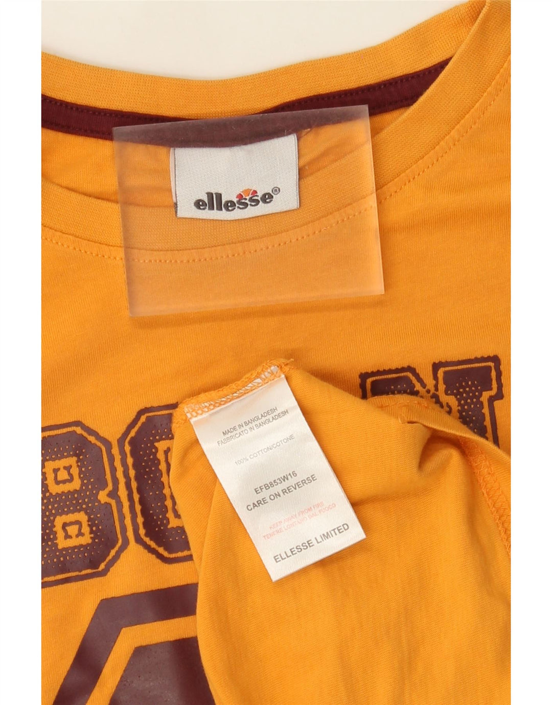 Ellesse Mens Graphic T-Shirt Top Small Yellow Cotton