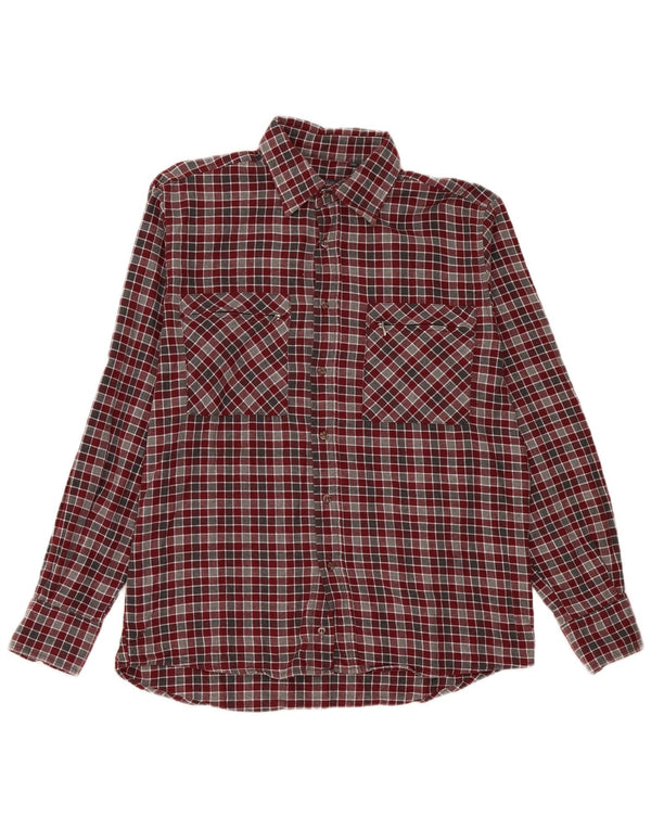 Sea Barrier Mens Flannel Shirt Medium Burgundy Check Cotton
