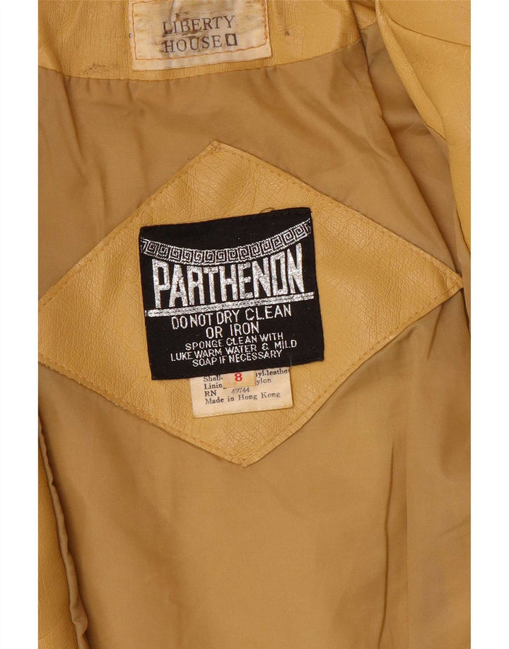 Vintage Womens Leather Jacket UK 8 Small Yellow
