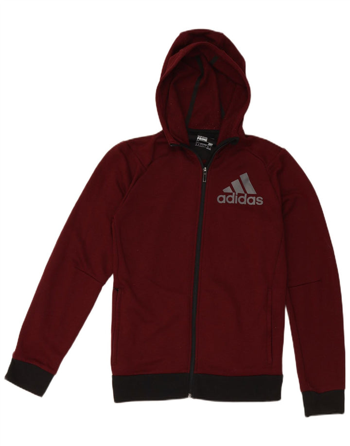 Adidas Mens Graphic Zip Hoodie Sweater Small Burgundy Polyester