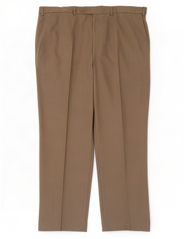 Marks & Spencer Mens Regular Fit Suit Trousers W42 L29 Beige Polyester