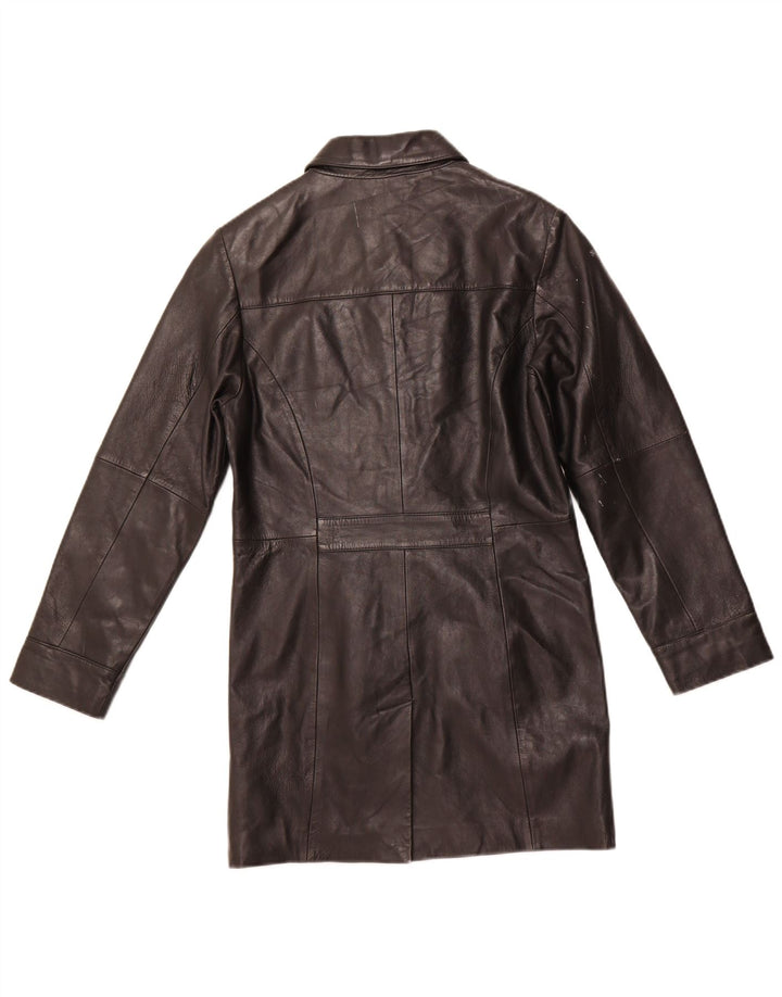 HUDSON Womens Leather Coat US 8 Medium Black Leather