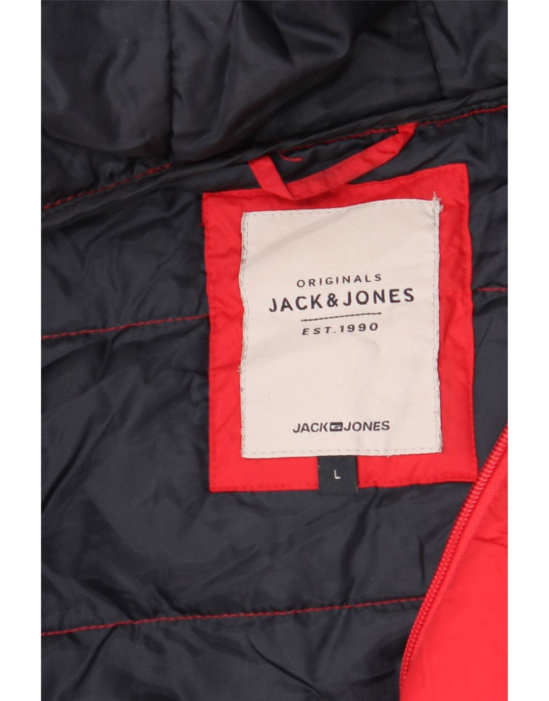 JACK & JONES Mens Hooded Padded Jacket UK 40 Large Red