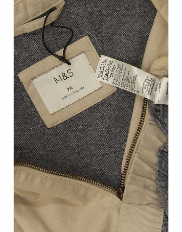 Marks & Spencer Mens Bomber Jacket UK 44 2XL Beige Cotton