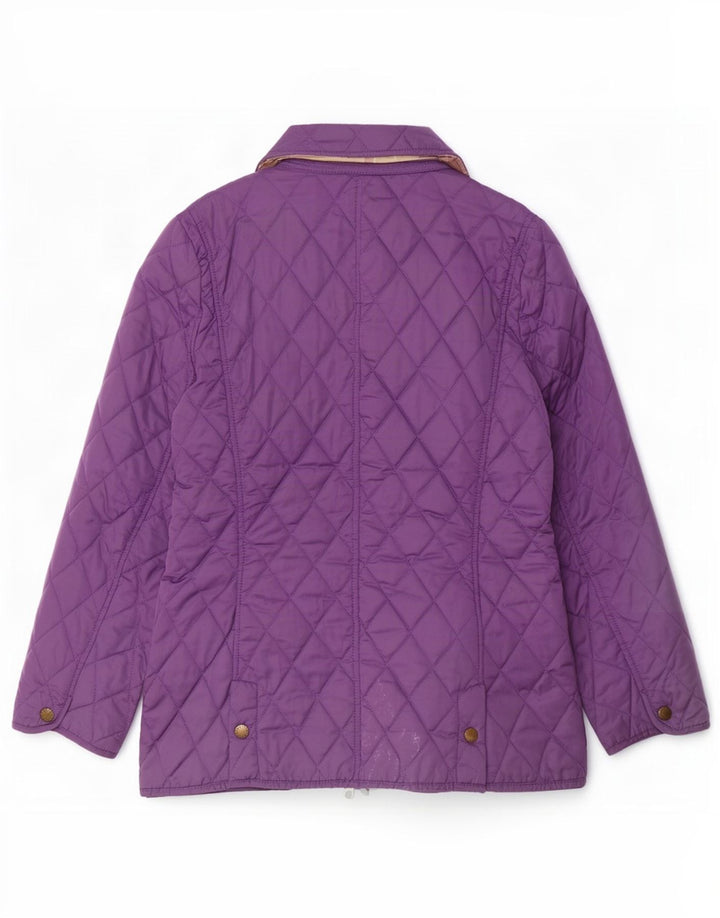 Barbour Womens Quilted Jacket UK 12 Medium Purple Polyester