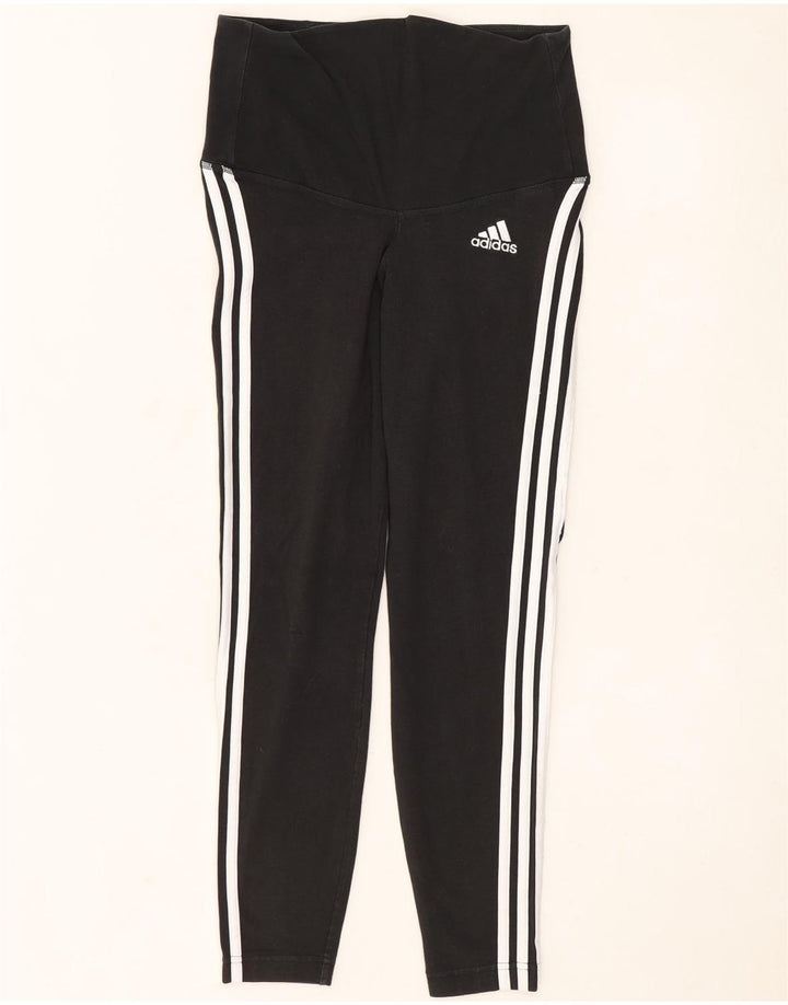 Adidas Womens Leggings UK 12/14 Medium  Black Cotton