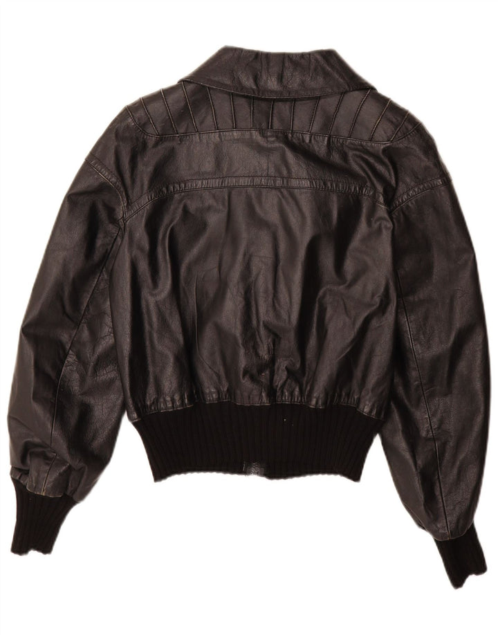 Vintage Girls Leather Jacket 11-12 Years XL Black