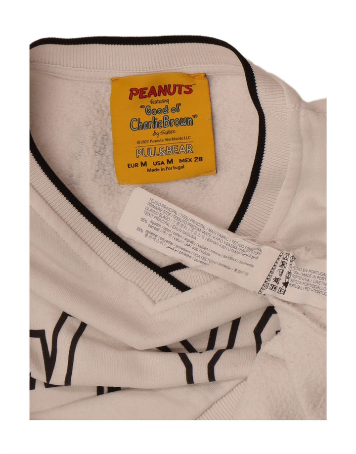 Pull & Bear Mens Peanuts Graphic Sweatshirt Jumper Medium White Colourblock