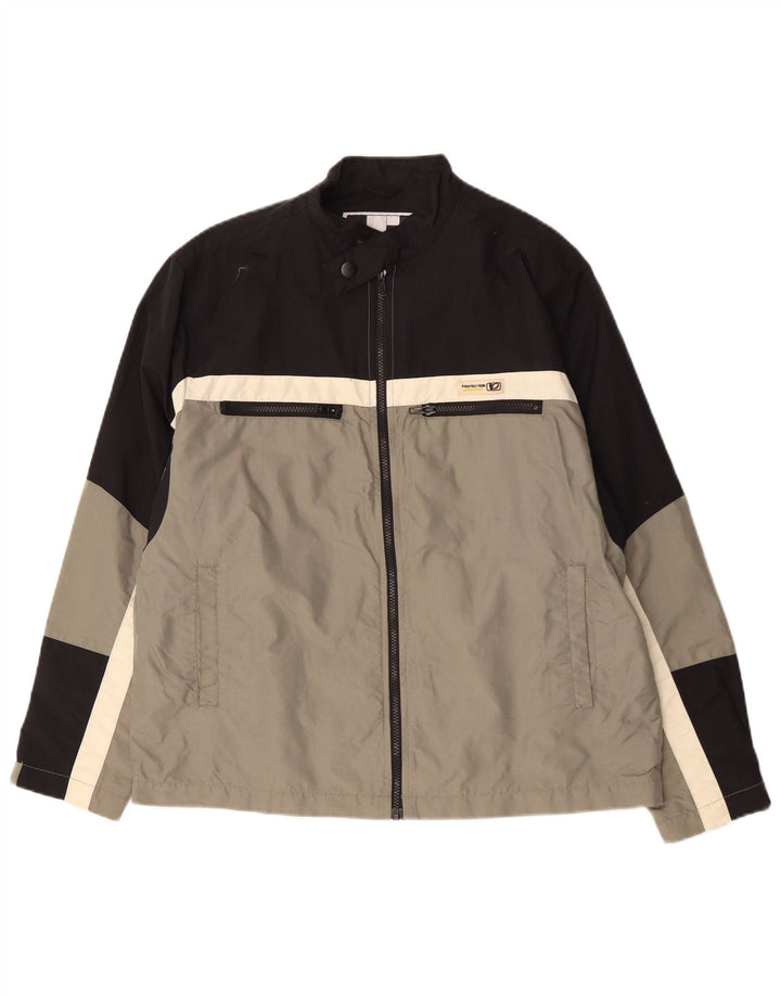 Vintage Mens Windbreaker Jacket UK 38 Medium Grey Colourblock Polyamide