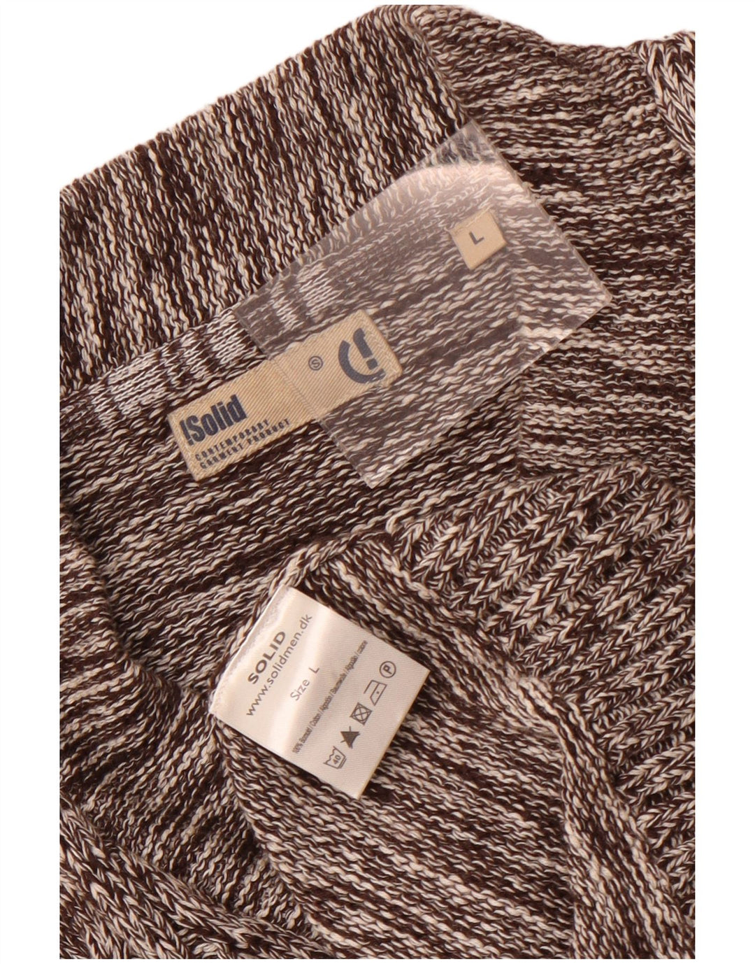 Vintage Mens Cardigan Sweater Large Brown Flecked Cotton