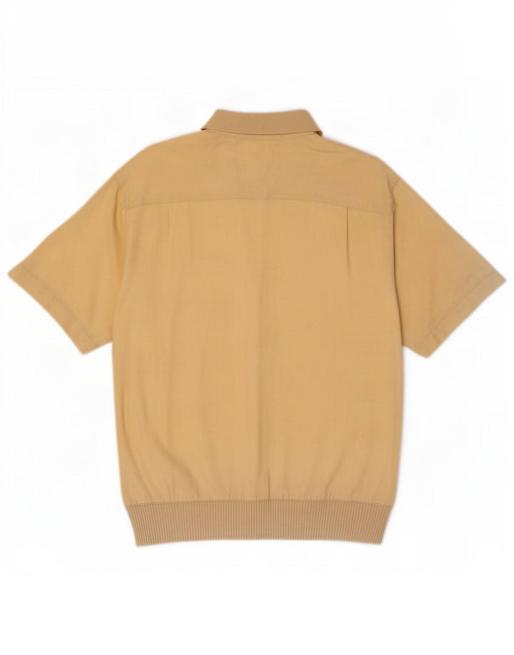 Malagrida Mens Short Sleeve Pullover Shirt Medium Yellow Cotton