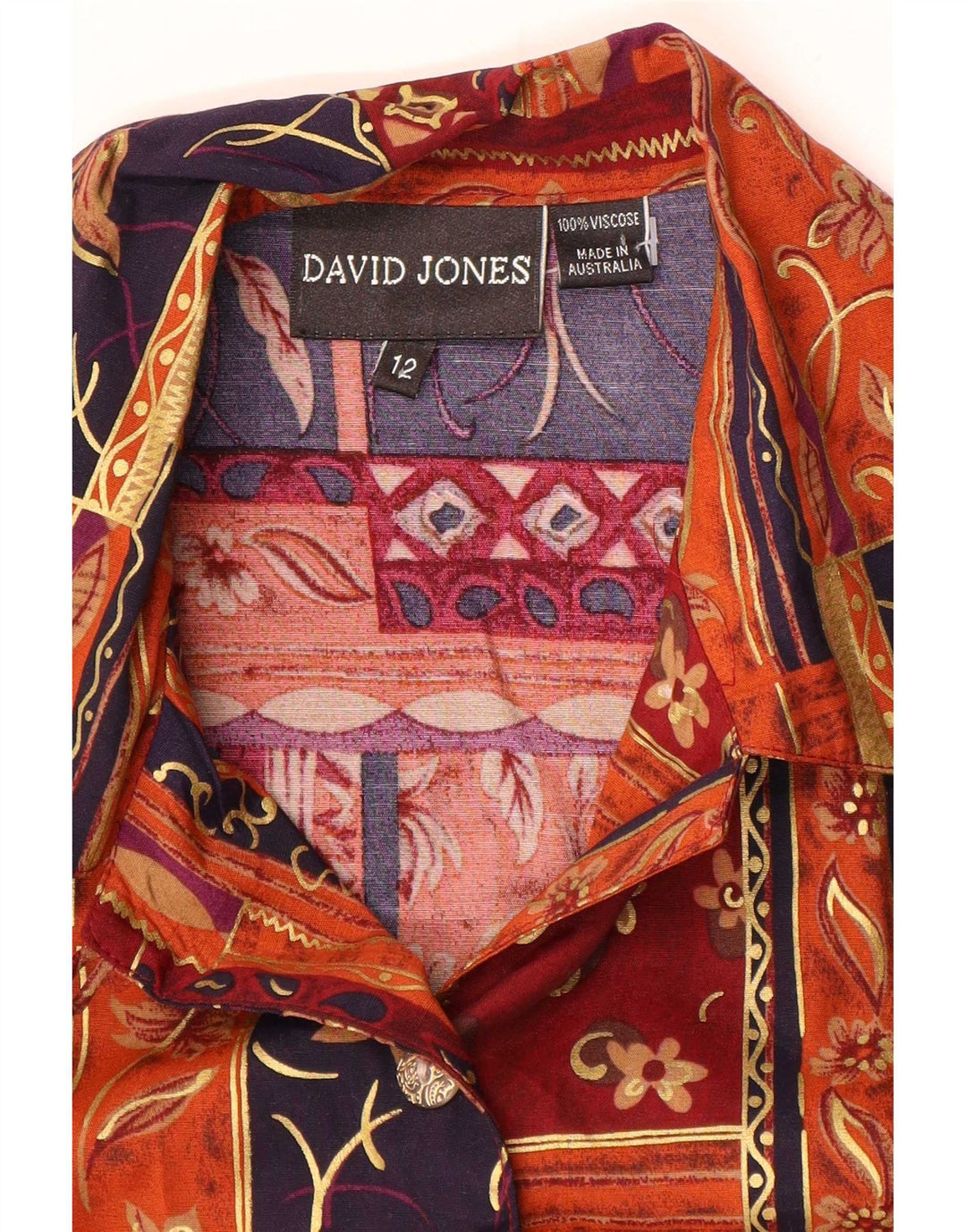 David Jones Womens Shirt Blouse US 12 Large Multicoloured Patchwork Viscose