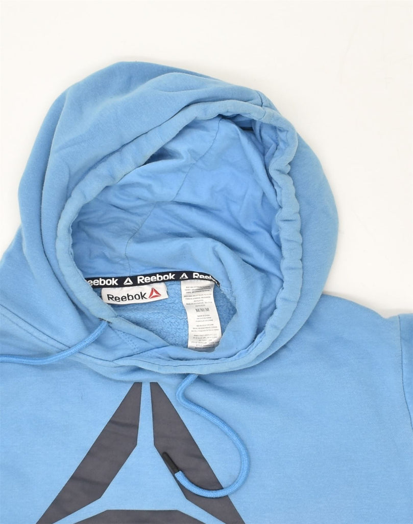 REEBOK Mens Graphic Hoodie Jumper Medium Blue Cotton | Vintage Reebok | Thrift | Second-Hand Reebok | Used Clothing | Messina Hembry 