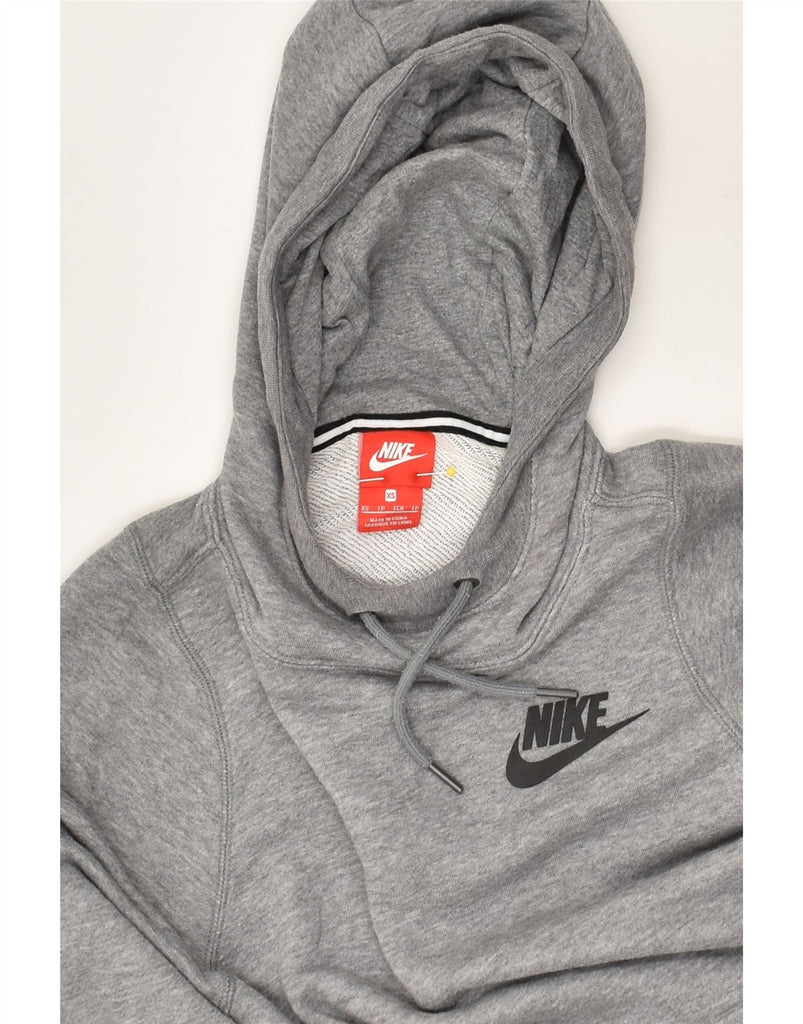 NIKE Womens Hoodie Jumper UK 6 XS Grey Cotton | Vintage Nike | Thrift | Second-Hand Nike | Used Clothing | Messina Hembry 