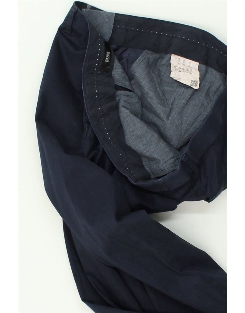 HUGO BOSS Mens Slim Chino Trousers IT 50 Large W34 L29 Navy Blue Cotton | Vintage Hugo Boss | Thrift | Second-Hand Hugo Boss | Used Clothing | Messina Hembry 