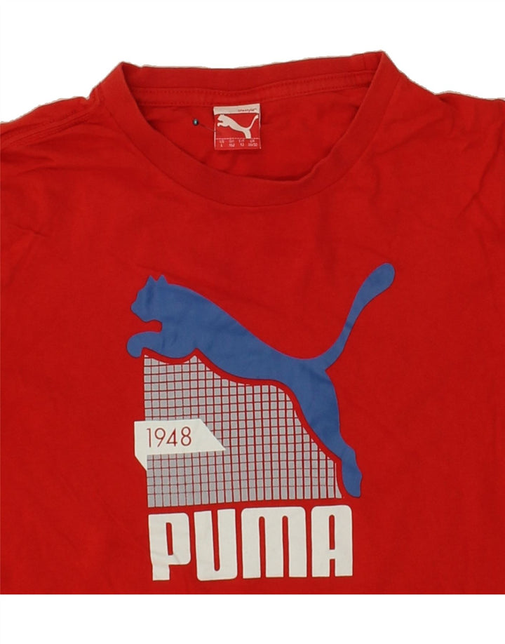 PUMA Boys Graphic T-Shirt Top 11-12 Years Large Red Vintage Puma and Second-Hand Puma from Messina Hembry 