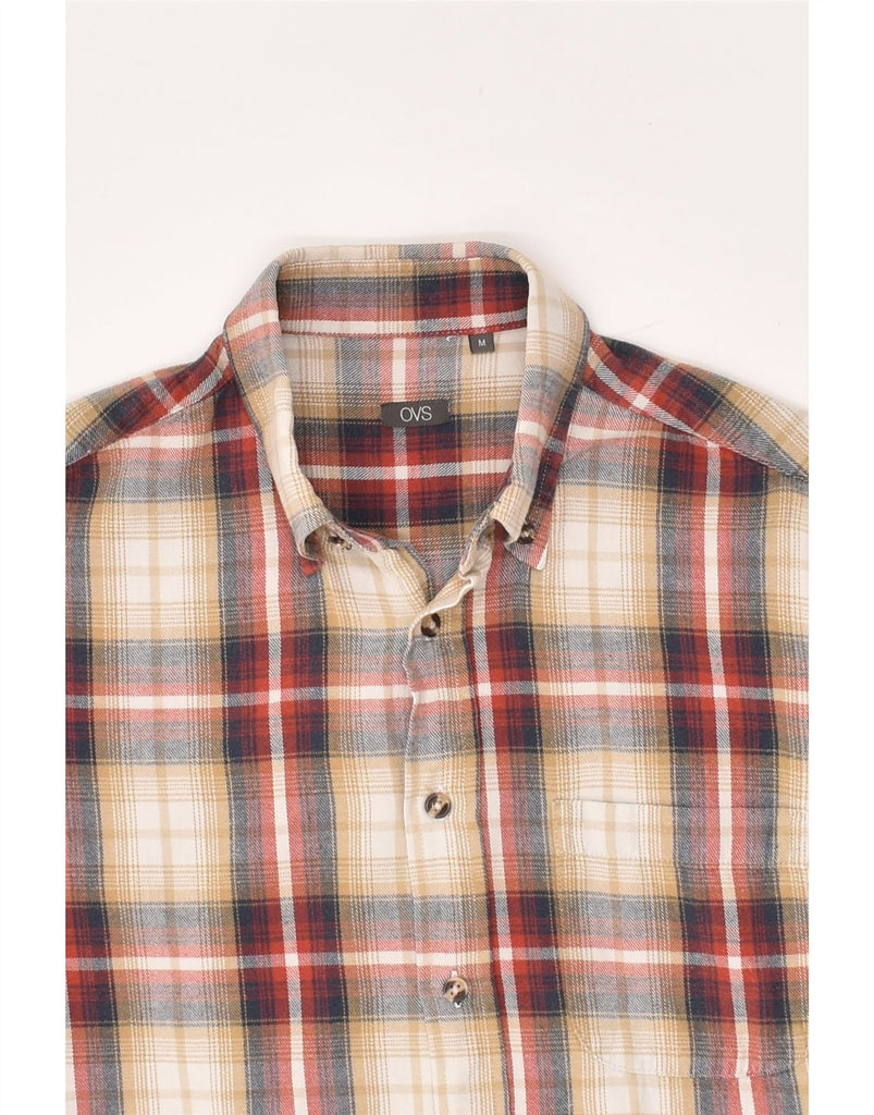 OVS Mens Shirt Medium Beige Plaid | Vintage OVS | Thrift | Second-Hand OVS | Used Clothing | Messina Hembry 