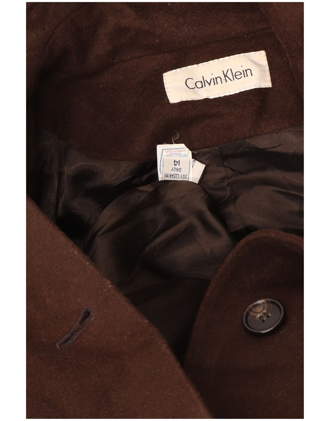 Calvin Klein Womens Oversized Overcoat US 14 XL Brown Wool