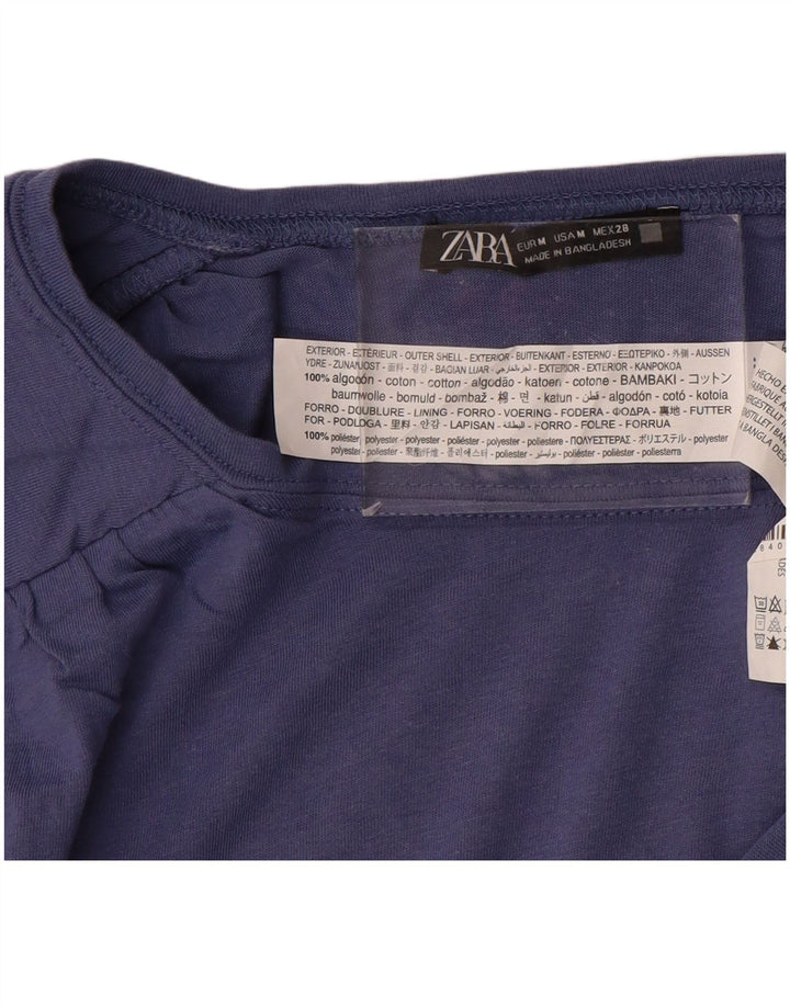 ZARA Womens Sleeveless Crop Top UK 14 Medium Purple Cotton
