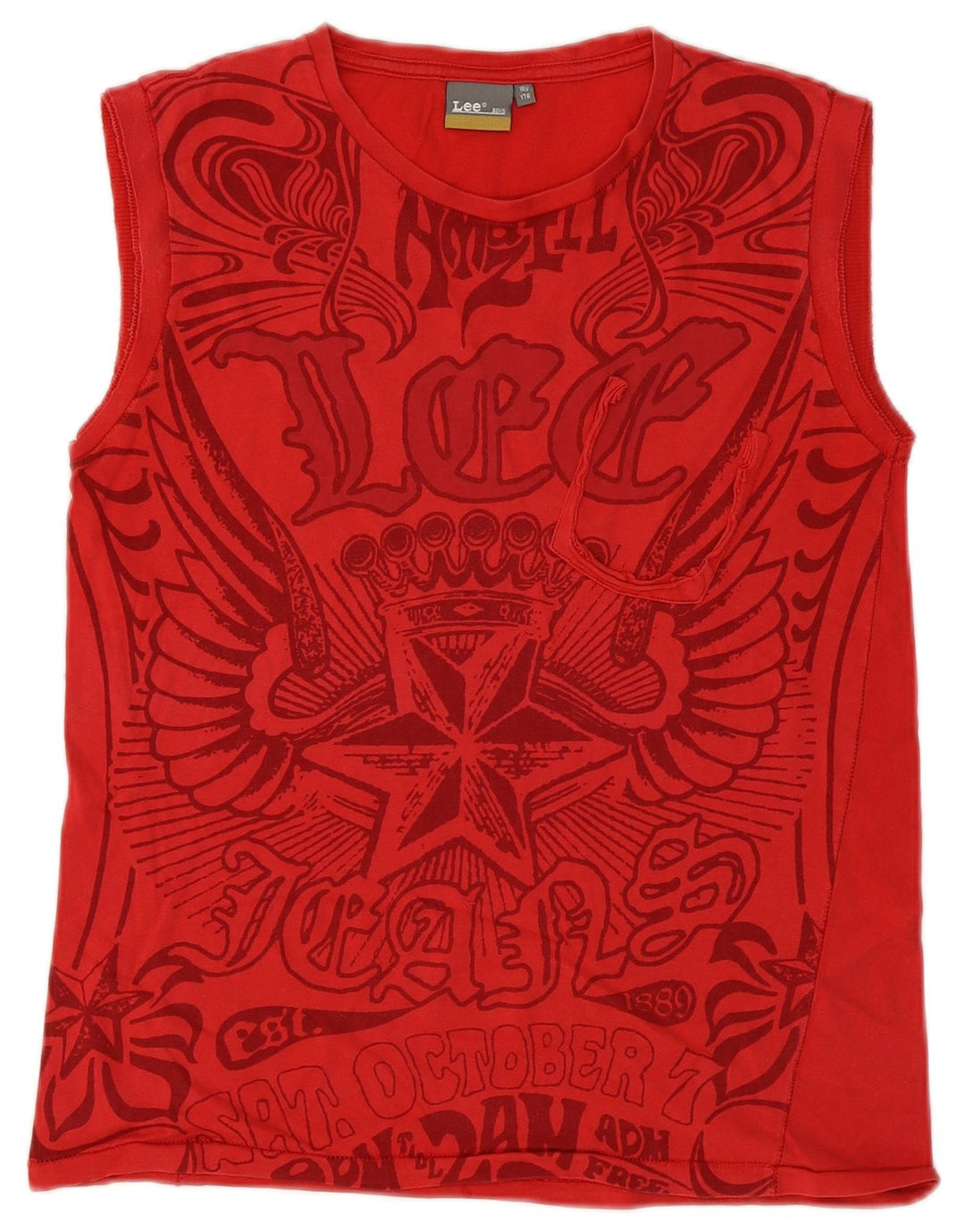 Lee Boys Graphic Vest Top 15-16 Years Red Cotton