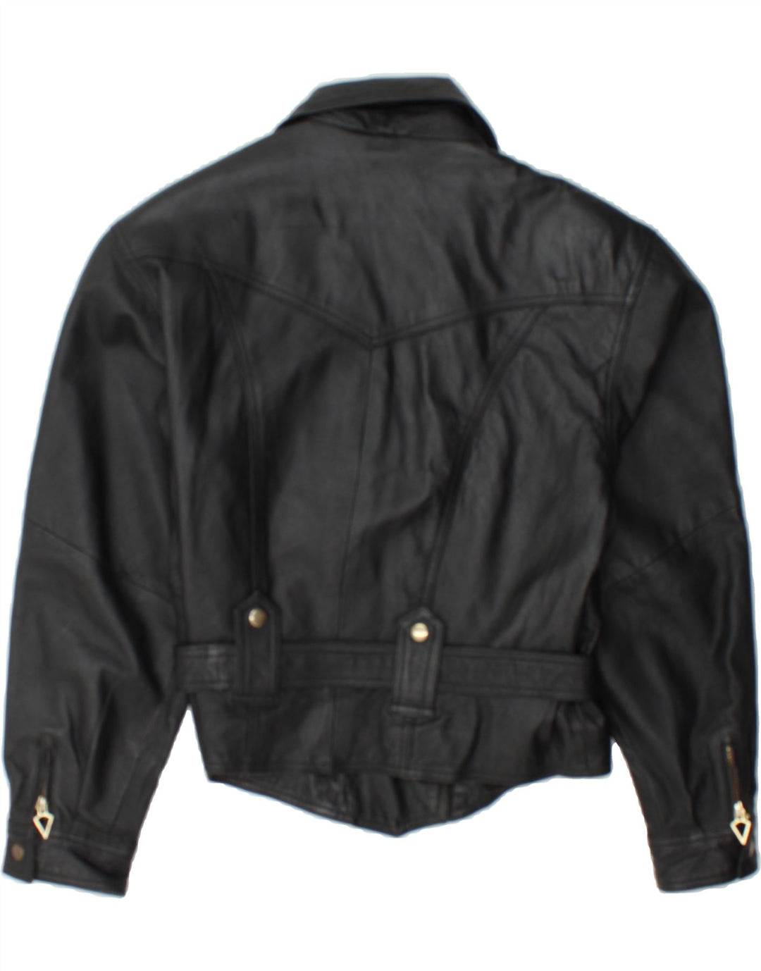 YUPPIE Womens Leather Jacket UK 12 Medium Black Leather Vintage Yuppie and Second-Hand Yuppie from Messina Hembry 