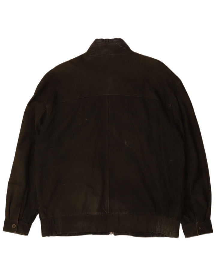 Vintage Mens Leather Jacket IT 48 Medium Khaki