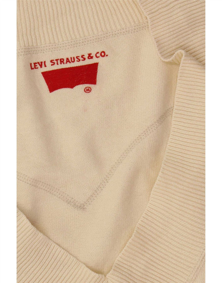Levi's Womens V-Neck Jumper Sweater UK 12 Medium Off White