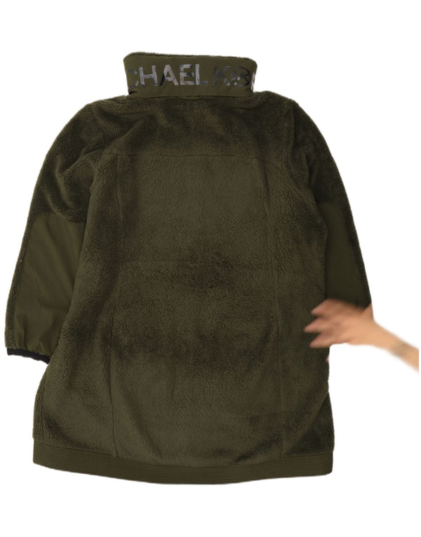 Michael Kors Womens Fleece Overcoat UK 20 2XL Green Polyester