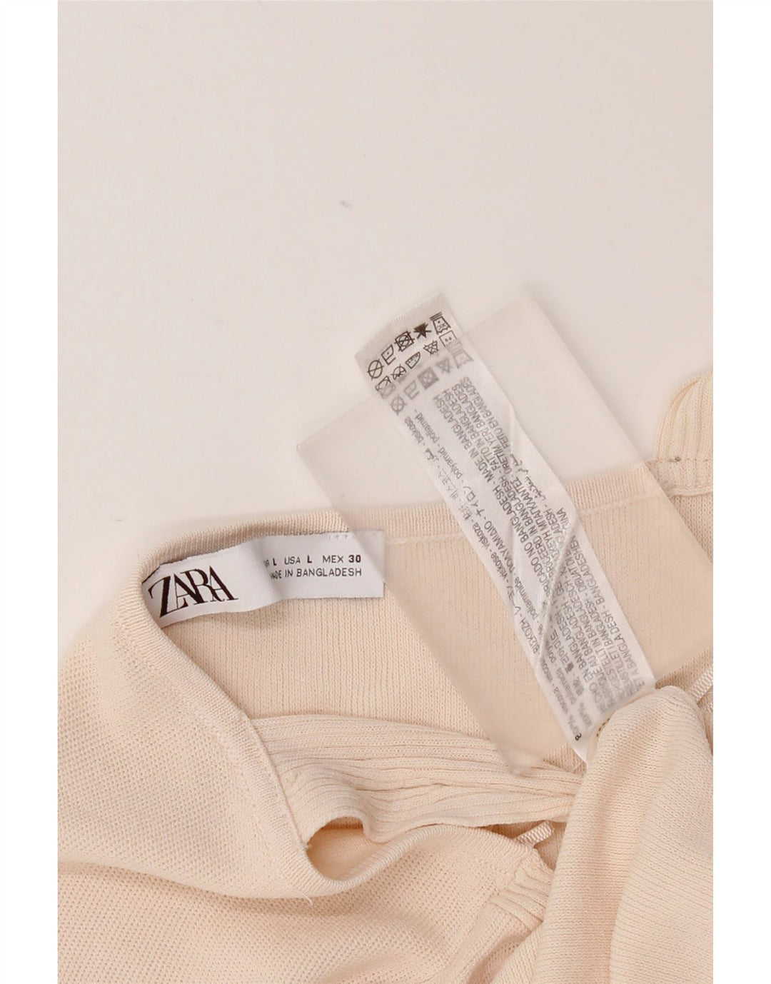 Zara Womens Crop Cami Top UK 14 Large Beige Viscose