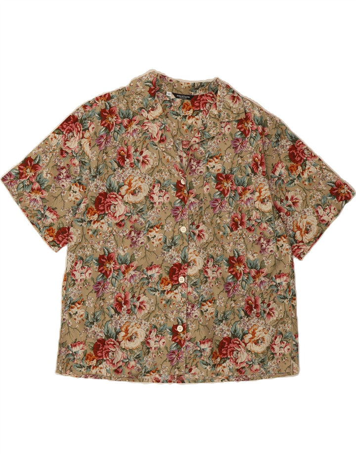 KAPPA Womens Oversized Short Sleeve Shirt IT 40 Small Grey Floral Cotton Vintage Kappa and Second-Hand Kappa from Messina Hembry 