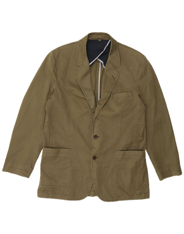 Orvis Mens 2 Button Blazer Jacket UK 40 Large Khaki Cotton