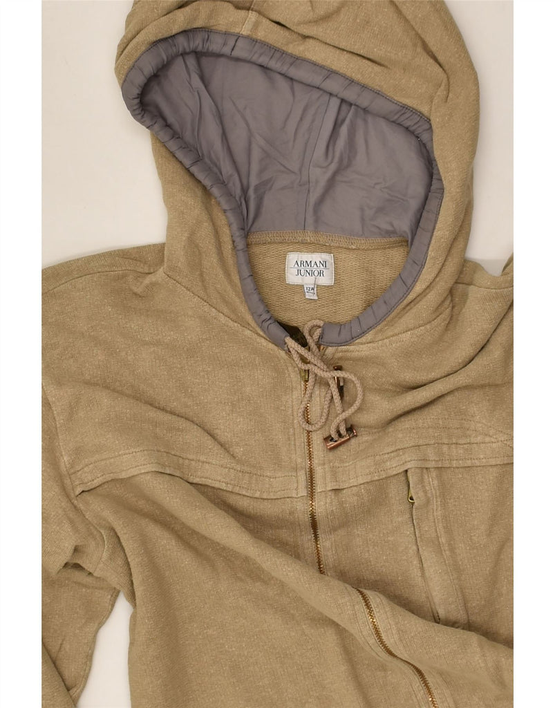 ARMANI JUNIOR Boys Zip Hoodie Sweater 11-12 Years Beige Cotton | Vintage Armani Junior | Thrift | Second-Hand Armani Junior | Used Clothing | Messina Hembry 