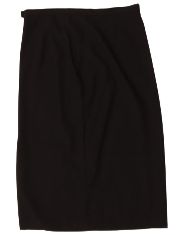 Marks & Spencer Womens Midi Straight Skirt UK 18 XL W32  Black New Wool