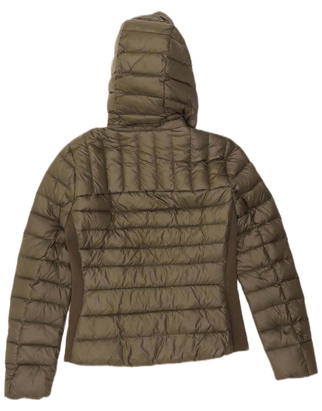 Zara Womens Hooded Padded Jacket UK 12 Medium Khaki Colourblock