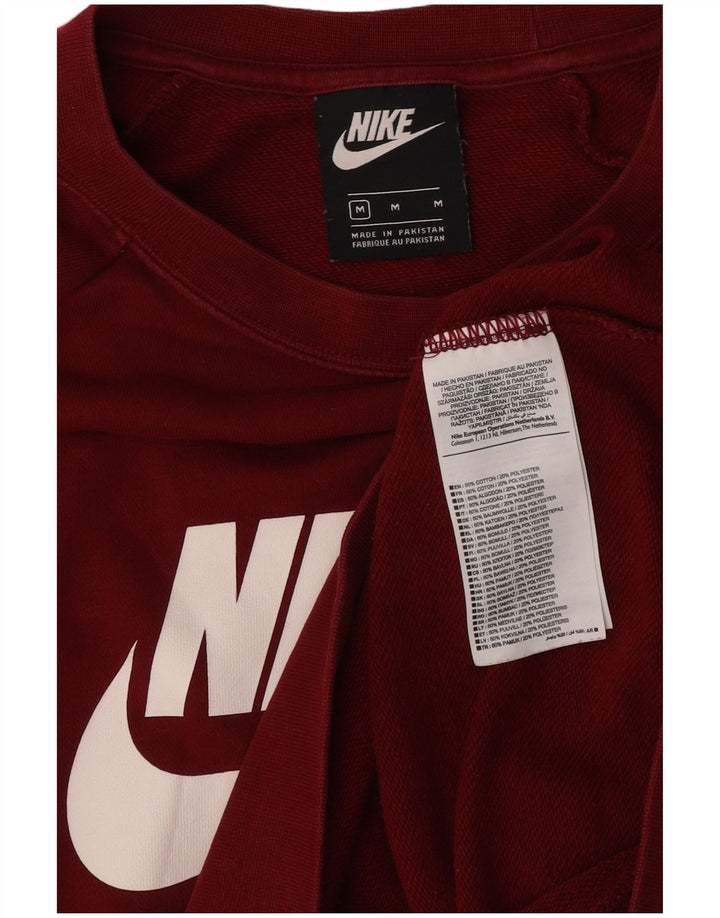 Nike Womens Graphic Sweatshirt Jumper UK 14  Medium Burgundy Cotton