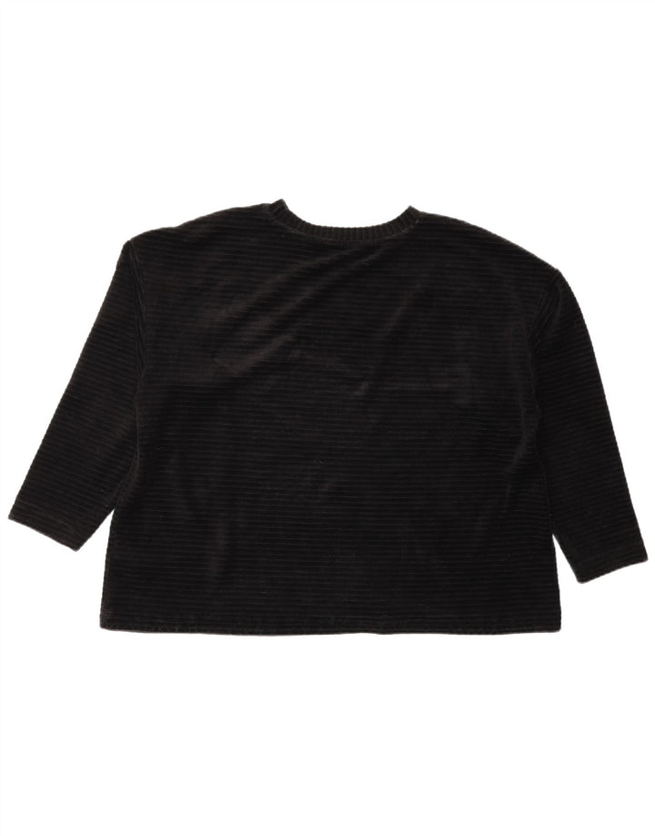 Marks & Spencer Womens Velour Sweatshirt Jumper UK 14 Large  Black Cotton