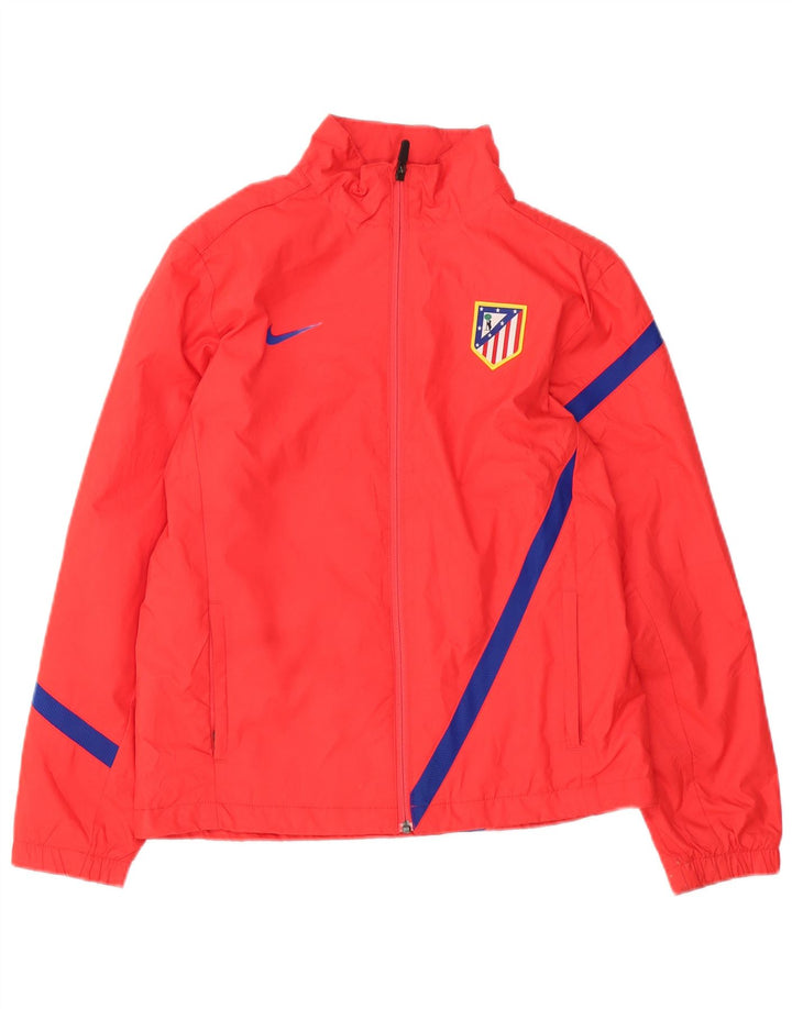 Nike Boys Tracksuit Top Jacket 12-13 Years Large Red Colourblock Polyester