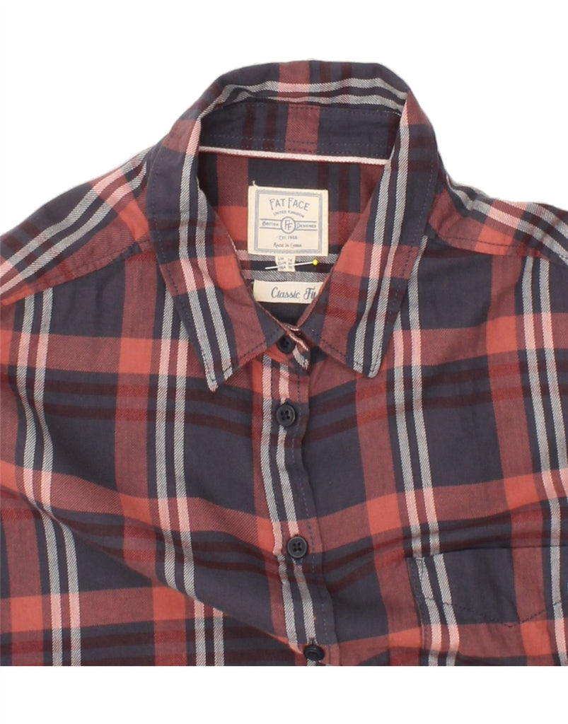 FAT FACE Womens Classic Fit Flannel Shirt UK 14 Large Pink Check Cotton Vintage Fat Face and Second-Hand Fat Face from Messina Hembry 