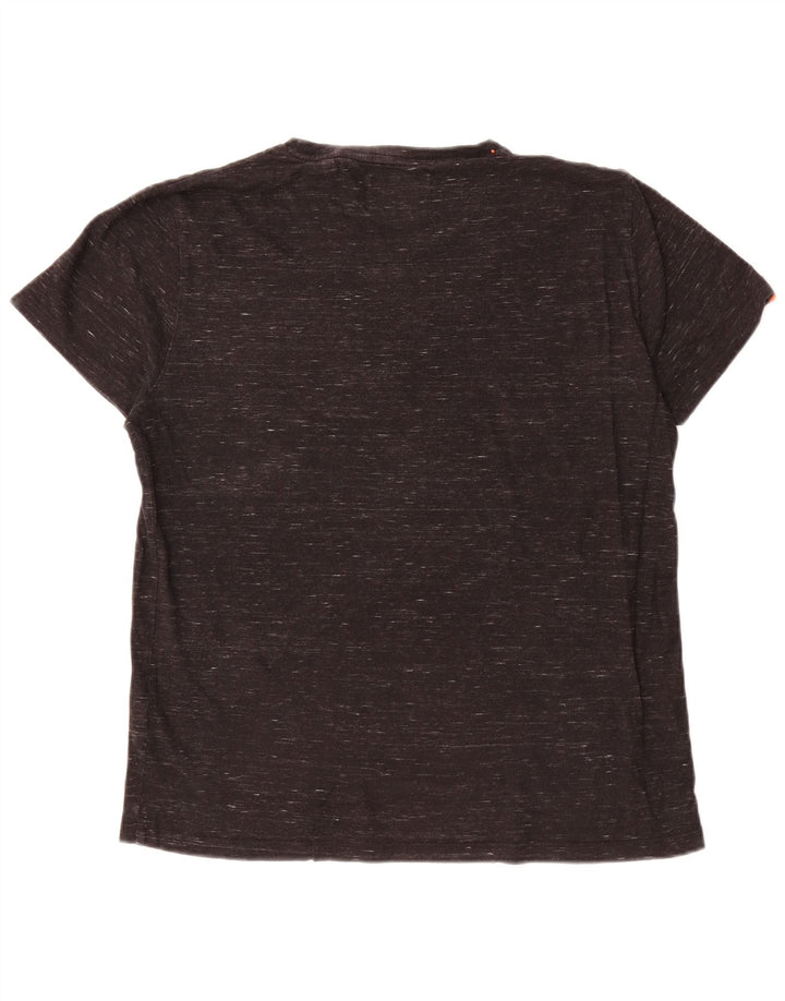 SUPERDRY Mens T-Shirt Top XL Black Flecked Cotton
