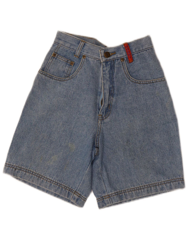 VINTAGE Girls Wide Leg High Waist Denim Shorts 11-12 Years W22  Blue